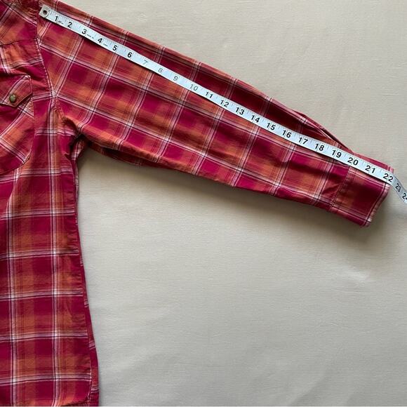 Wrangler Retro Boys Shirt Pearl Snap Red Plaid Western Long Sleeve Size XL - Picture 9 of 9